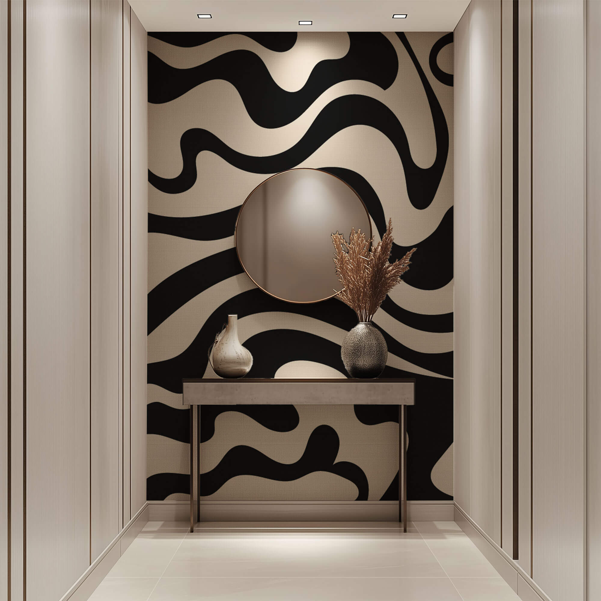 Tapet Personalizat Abstract cu forme fluide abstracte - SEAMLESS BLACK I