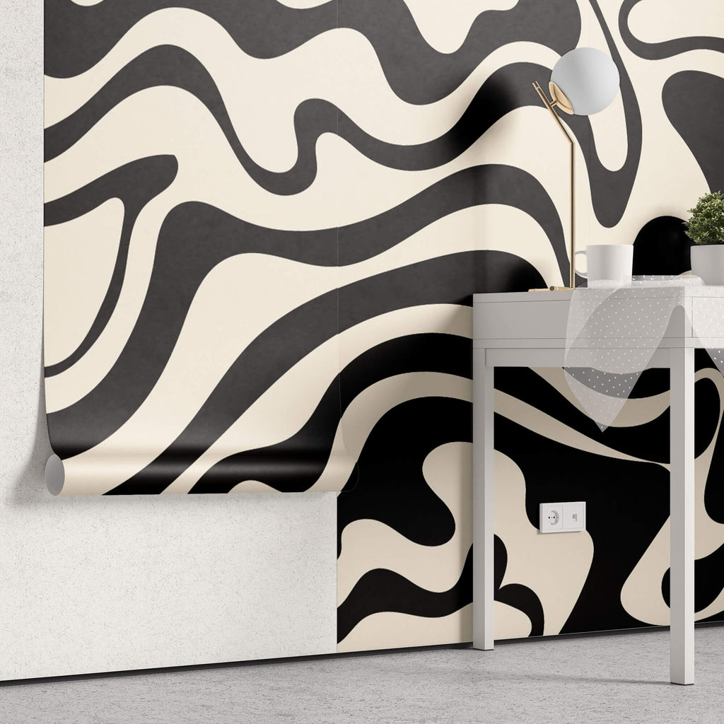 Tapet Personalizat Abstract cu forme fluide abstracte - SEAMLESS BLACK I