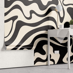 Tapet Personalizat Abstract cu forme fluide abstracte - SEAMLESS BLACK I