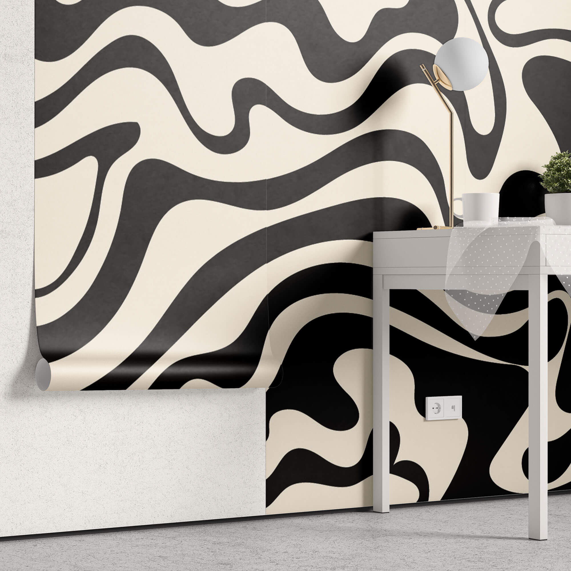 Tapet Personalizat Abstract cu forme fluide abstracte - SEAMLESS BLACK I