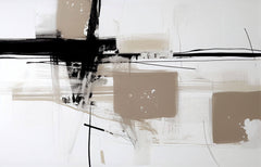 Tapet Personalizat Abstract cu arta expresiva in nuante de bej si negru - NEUTRAL CANVAS