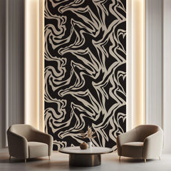 Tapet Personalizat Abstract cu forme fluide pe un fundal inchis - SEAMLESS BLACK II
