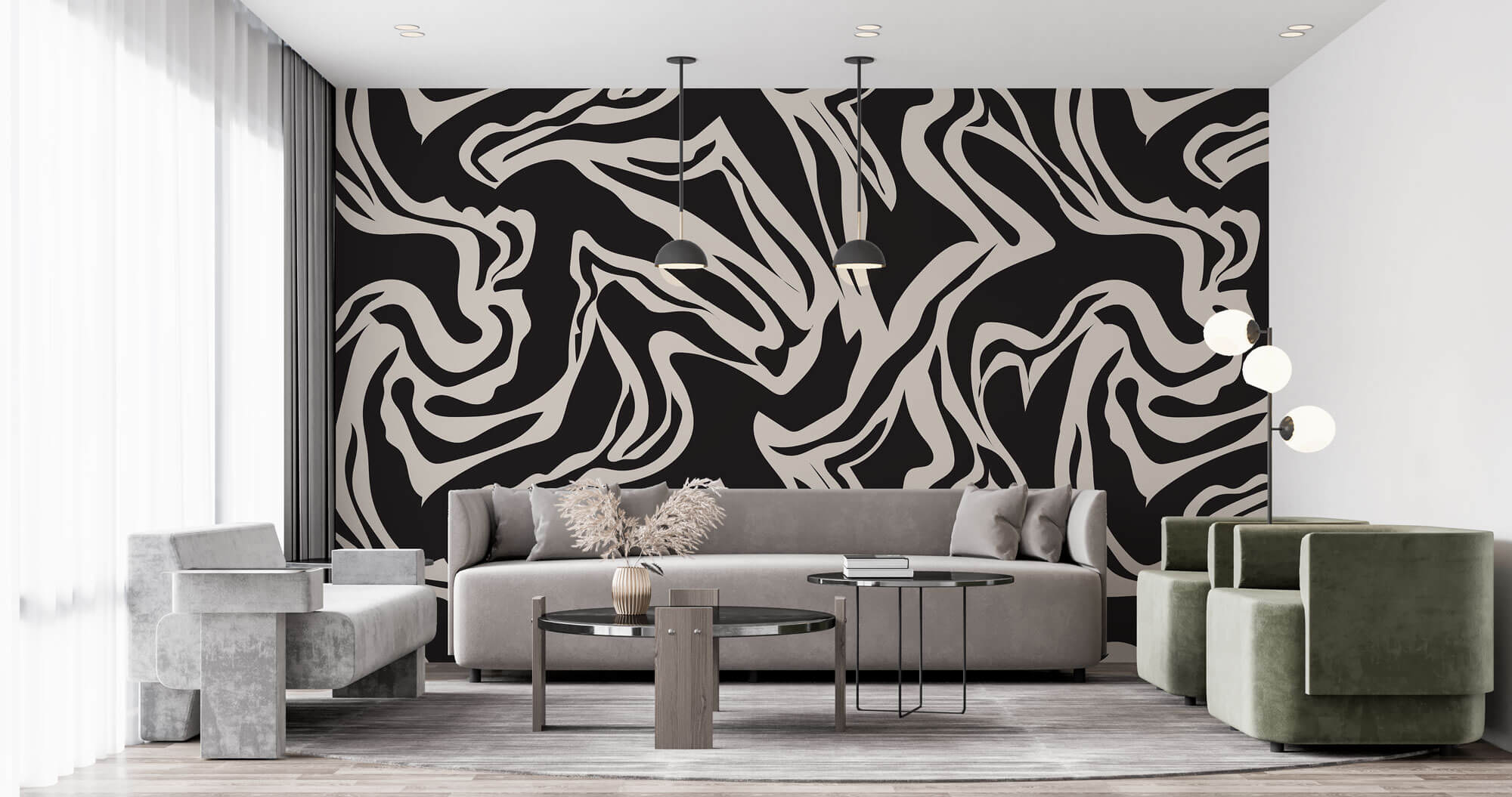 Tapet Personalizat Abstract cu forme fluide pe un fundal inchis - SEAMLESS BLACK II