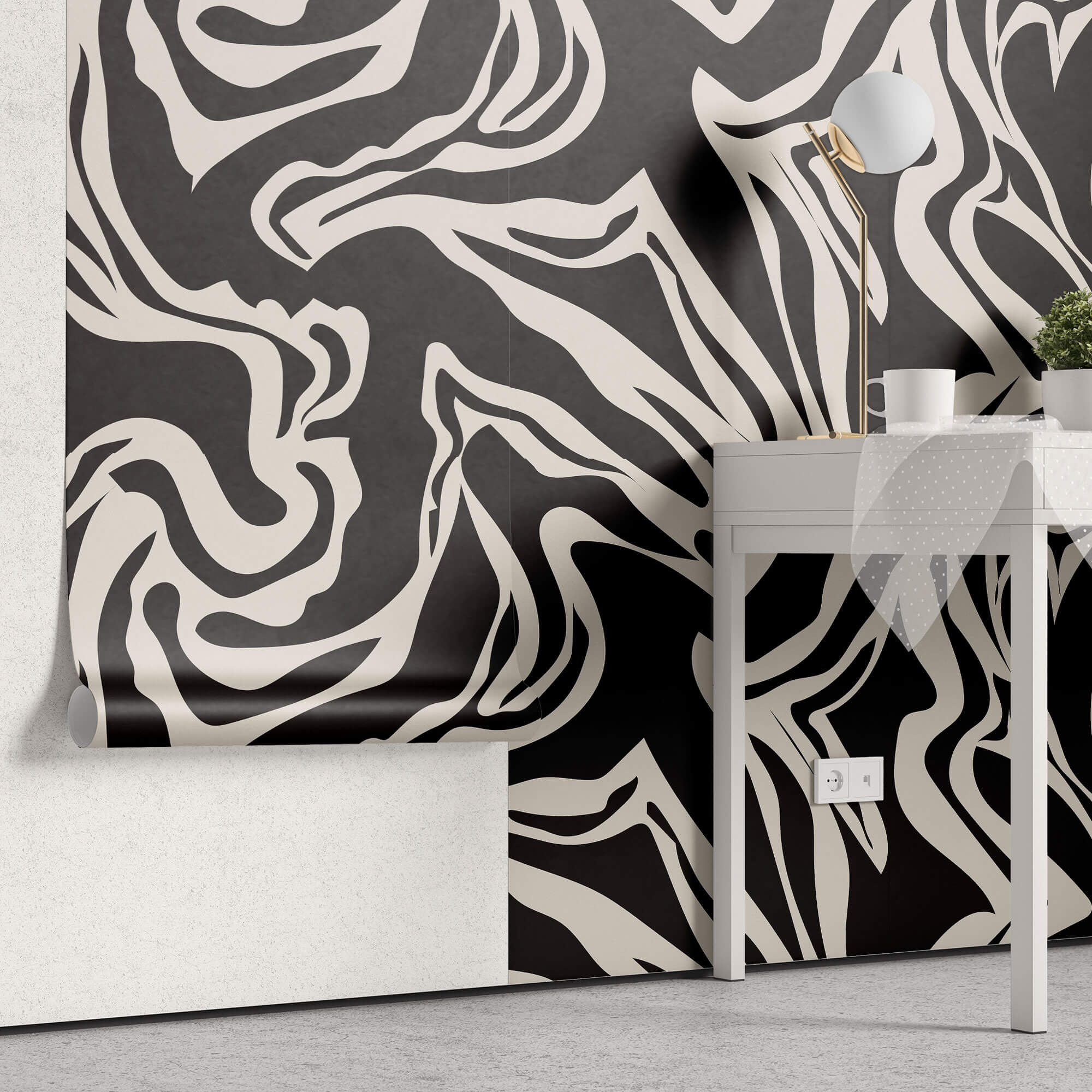 Tapet Personalizat Abstract cu forme fluide pe un fundal inchis - SEAMLESS BLACK II