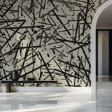 Tapet Personalizat Abstract cu linii aleatorii in nuante de verde kaki - KAKI STICKS