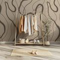 Tapet Personalizat Abstract cu linii abstracte maronii - FUZZY BROWN LINES