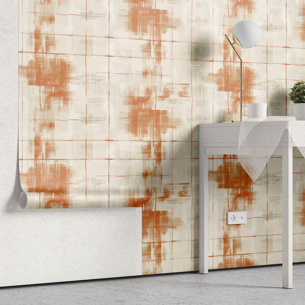 Tapet Personalizat Abstract cu elemente pictate abstract in nuante portocalii - TANGERINE WALL