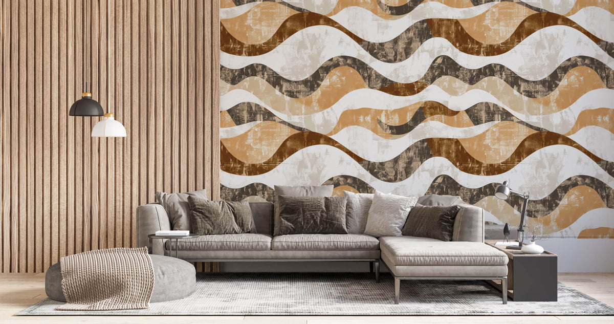 Tapet Personalizat Abstract cu valuri abstracte cu textura neuniforma - WAVY PARCHMENT