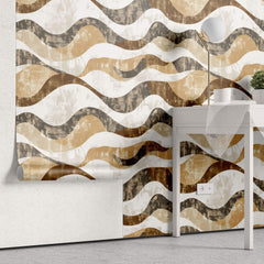 Tapet Personalizat Abstract cu valuri abstracte cu textura neuniforma - WAVY PARCHMENT