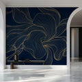 Tapet Personalizat Abstract cu o planta abstracta in nuante aurii - MIDNIGHT ORCHID