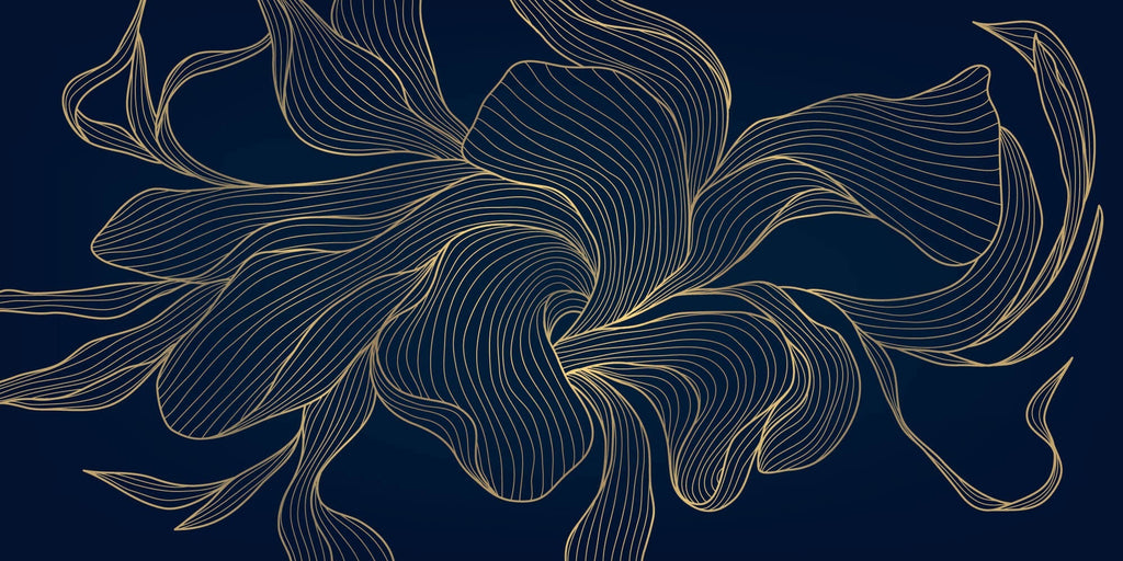 Tapet Personalizat Abstract cu o planta abstracta in nuante aurii - MIDNIGHT ORCHID