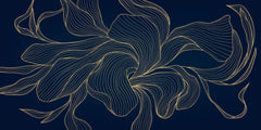 Tapet Personalizat Abstract cu o planta abstracta in nuante aurii - MIDNIGHT ORCHID
