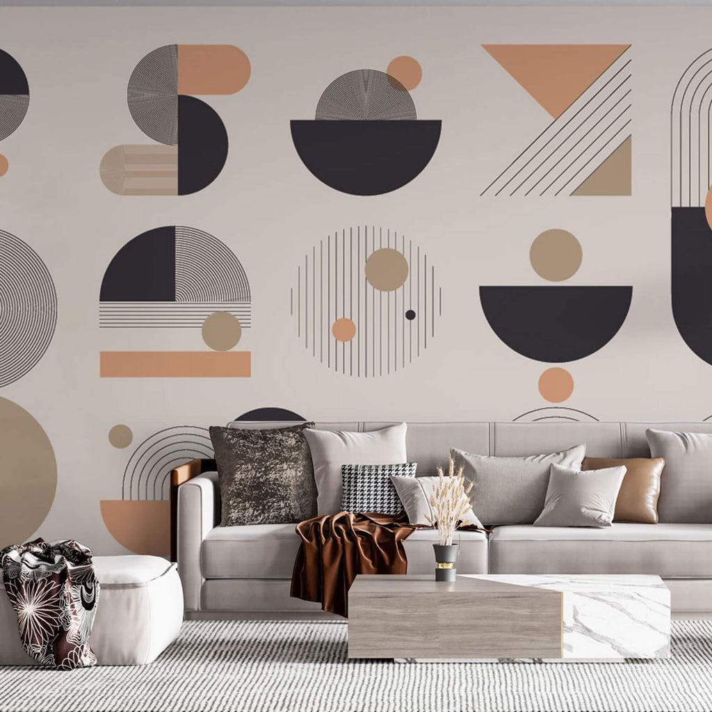 Tapet Personalizat Abstract cu elemente minimaliste in nuante de contrast - MINIMALIST STUDIO