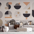 Tapet Personalizat Abstract cu elemente minimaliste in nuante de contrast - MINIMALIST STUDIO