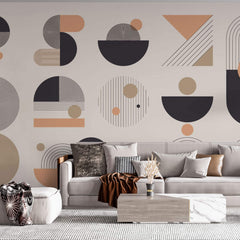 Tapet Personalizat Abstract cu elemente minimaliste in nuante de contrast - MINIMALIST STUDIO