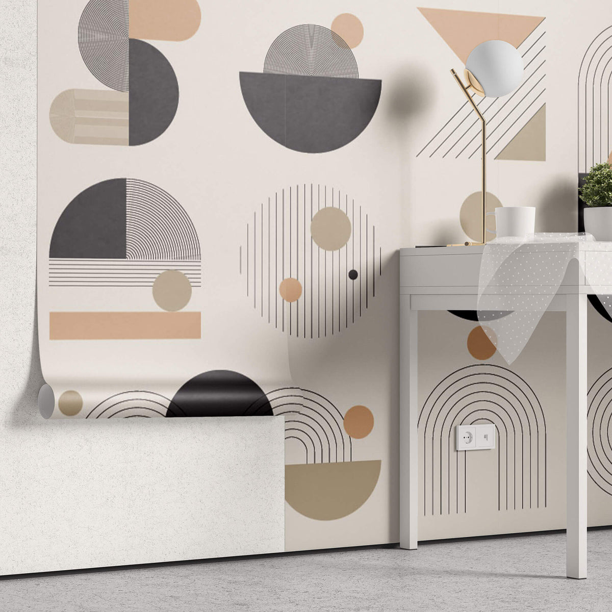 Tapet Personalizat Abstract cu elemente minimaliste in nuante de contrast - MINIMALIST STUDIO