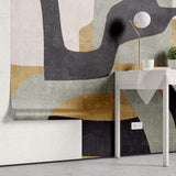 Tapet Personalizat Abstract cu forme abstracte si textura in nuante de galben si verde 2 - ABSTRACT MUSTARD SAGE II