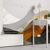 Tapet Personalizat Abstract cu munti cu mix de textura de roca si marmura si insertii aurii - MOUNTAIN OF TEXTURES