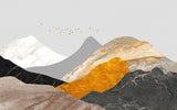 Tapet Personalizat Abstract cu munti cu mix de textura de roca si marmura si insertii aurii - MOUNTAIN OF TEXTURES