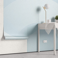 Tapet Personalizat Abstract cu semicercuri liniare pe fundal albastru deschis - BLUE REFRESH