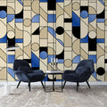 Tapet personalizat art deco cu frome geometrice in stil bauhaus blue bauhaus
