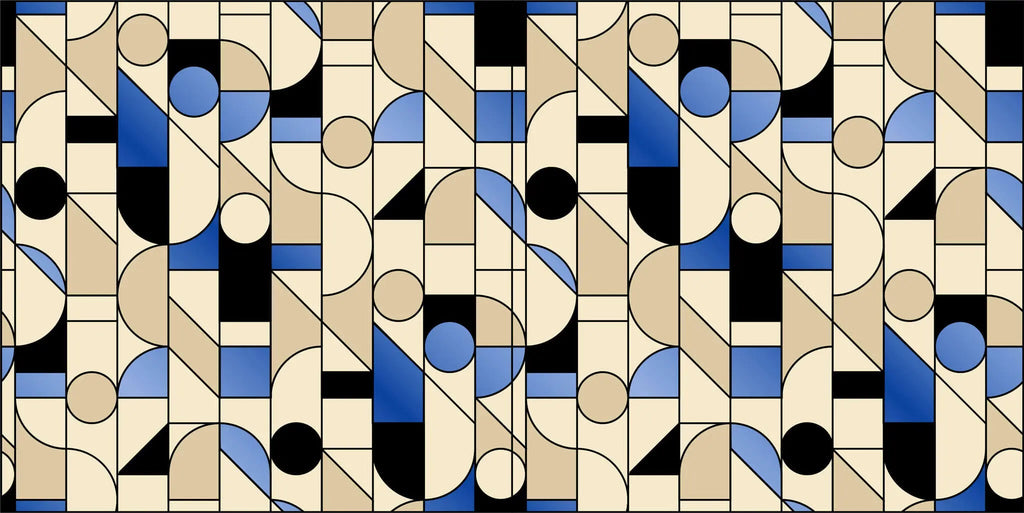 Tapet personalizat art deco cu frome geometrice in stil bauhaus blue bauhaus