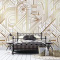 Tapet personalizat art deco cu forme geometrice aurii the great gatsby