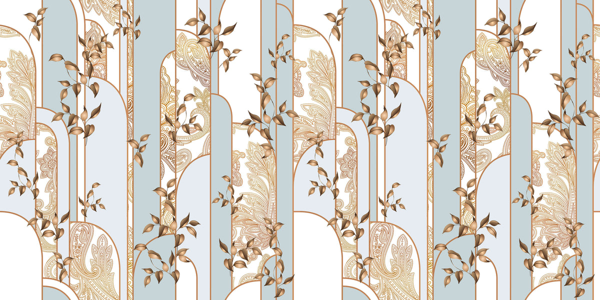 Bronze&mint Art Deco Personalised Wallpaper