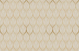 Tapet personalizat art deco in nuante aurii cu model floral golden leaf blossom
