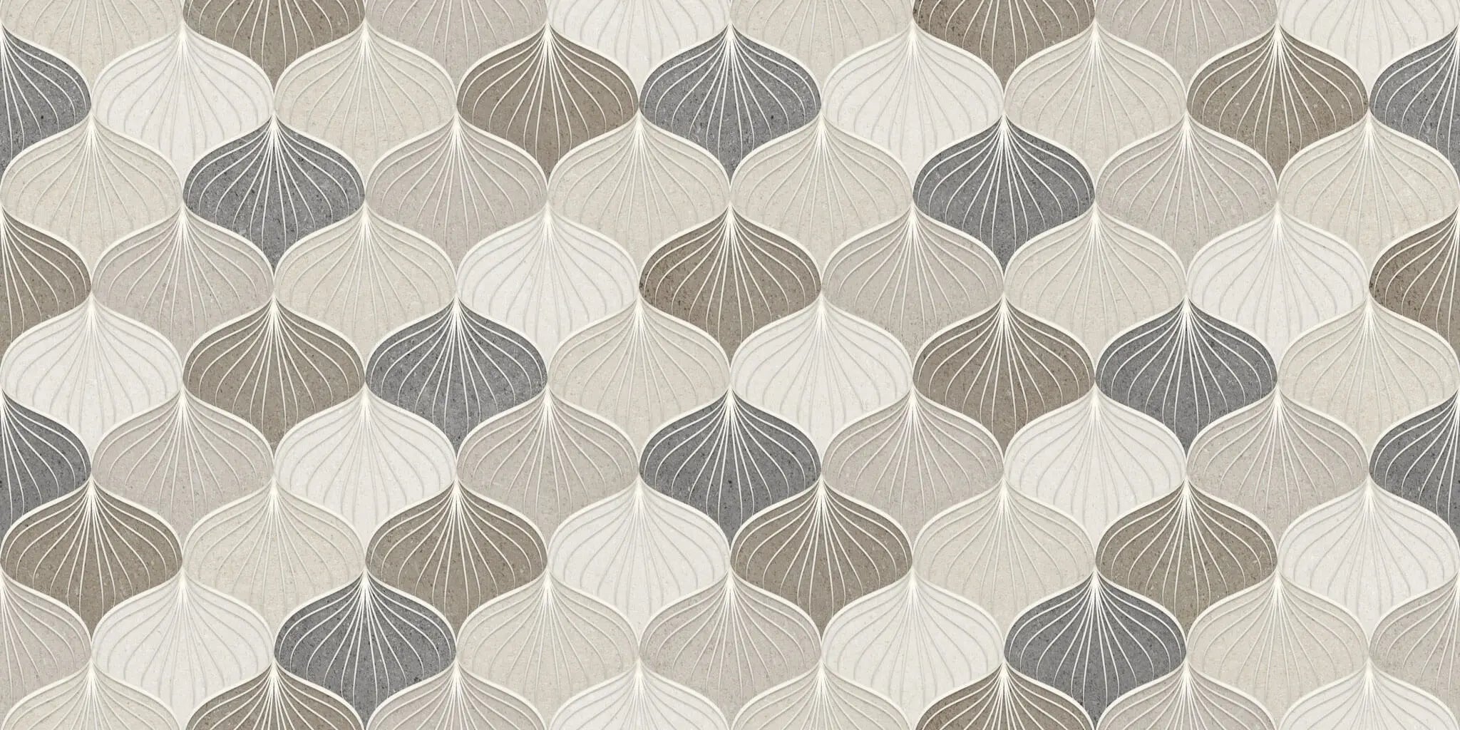 Tapet personalizat art deco in nuante pamantii cu model de scoici sea shells