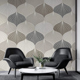 Tapet personalizat art deco in nuante pamantii cu model de scoici sea shells