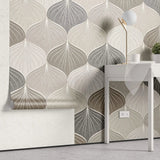 Tapet personalizat art deco in nuante pamantii cu model de scoici sea shells