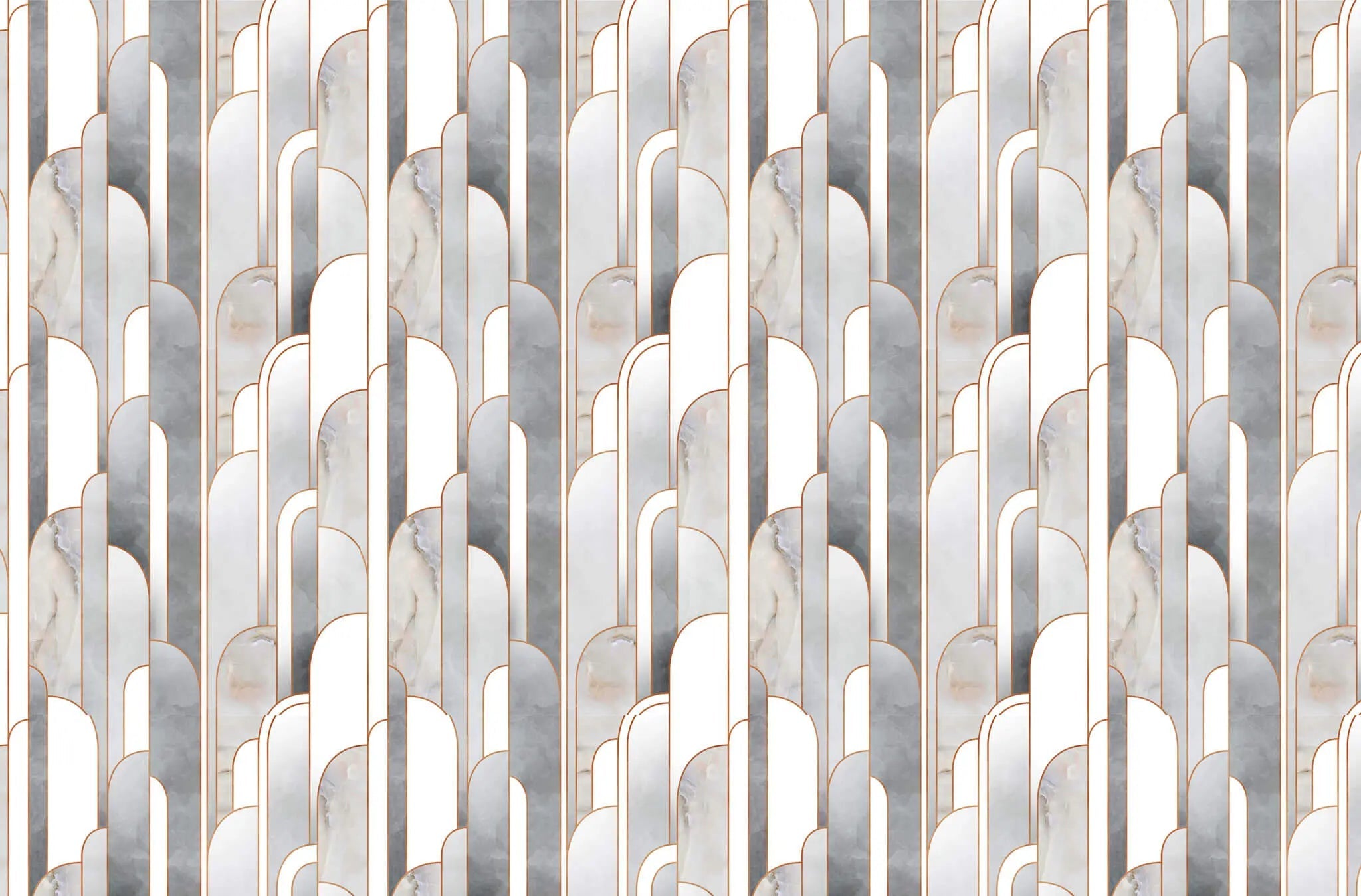 Tapet personalizat art deco cu marmura incadrata in arcade specifice stilului art deco marble towers