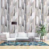 Tapet personalizat art deco cu marmura incadrata in arcade specifice stilului art deco marble towers