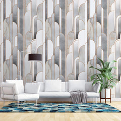 Tapet personalizat art deco cu marmura incadrata in arcade specifice stilului art deco marble towers