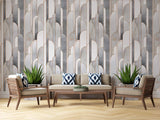 Tapet personalizat art deco cu marmura incadrata in arcade specifice stilului art deco marble towers