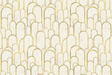Tapet personalizat art deco cu arcade aurii pe fundal alb texturat in stil art deco golden arches
