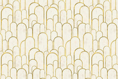 Tapet personalizat art deco cu arcade aurii pe fundal alb texturat in stil art deco golden arches