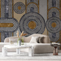 Tapet personalizat art deco cu figuri de inspiratie art deco cu textura de antracit si bronz anthracite