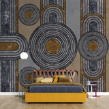 Tapet personalizat art deco cu figuri de inspiratie art deco cu textura de antracit si bronz anthracite