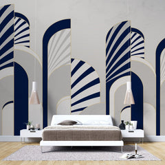 Tapet personalizat art deco cu arcade specifice stilului care combina eleganta art deco cu simplitatea stilului modern si al contrastului indraznet de culoare