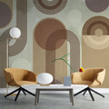 Tapet personalizat art deco in tonuri calde retro combinate intr un design minimalist cu contrast placut de culoare