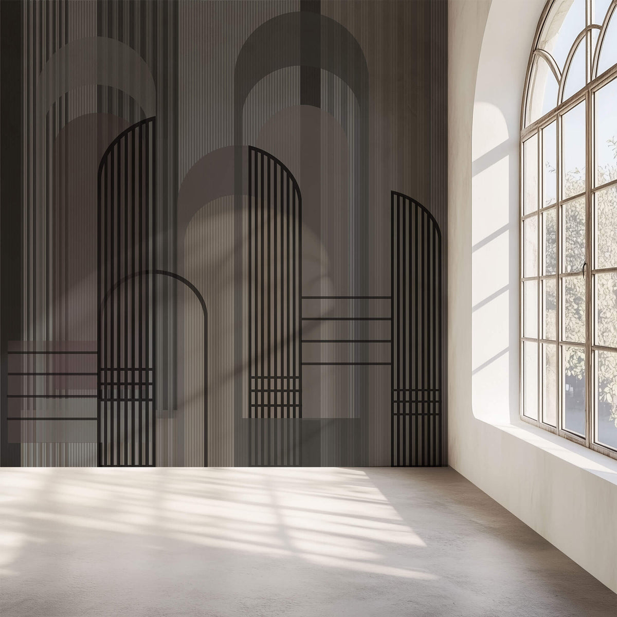 Tapet Personalizat Art Deco in stil gotic cu nuante de gri - GREY ARCHES