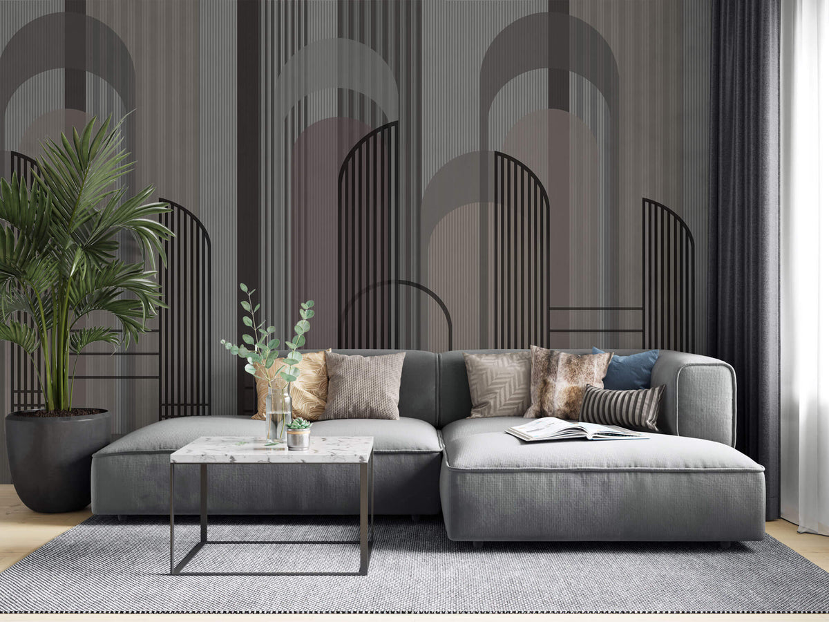 Tapet Personalizat Art Deco in stil gotic cu nuante de gri - GREY ARCHES