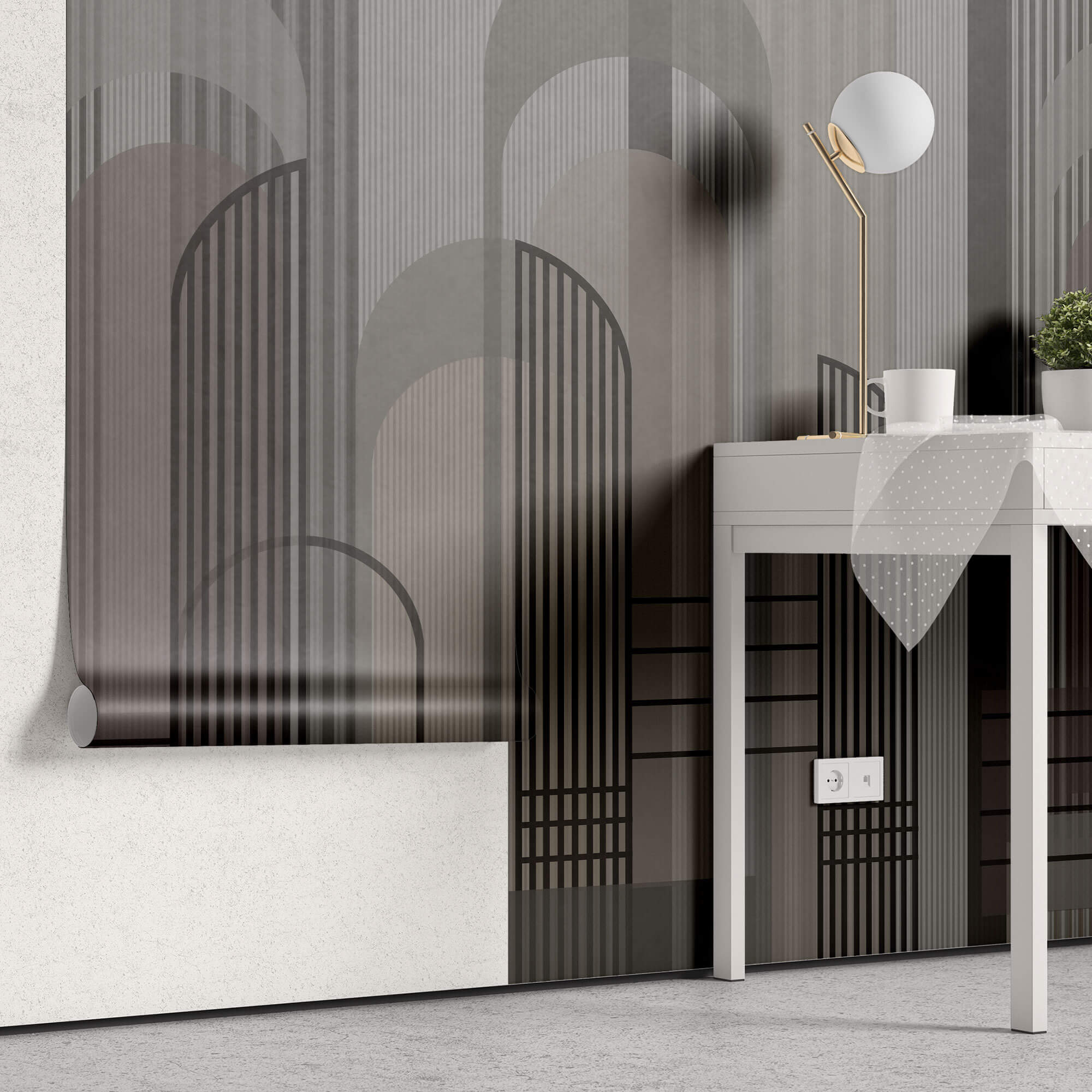Tapet Personalizat Art Deco in stil gotic cu nuante de gri - GREY ARCHES