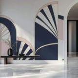 Tapet Personalizat Art Deco cu arcade roz si albastru marin - NAVY PINK