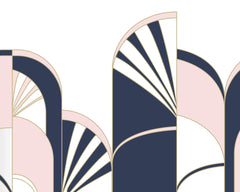 Tapet Personalizat Art Deco cu arcade roz si albastru marin - NAVY PINK