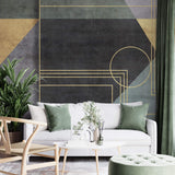 Tapet Personalizat Art Deco cu insertii abstracte aurii intr-un stil modern - WIRED CEMENT
