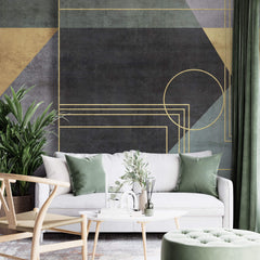 Tapet Personalizat Art Deco cu insertii abstracte aurii intr-un stil modern - WIRED CEMENT