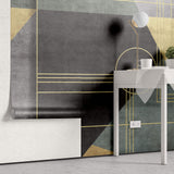 Tapet Personalizat Art Deco cu insertii abstracte aurii intr-un stil modern - WIRED CEMENT